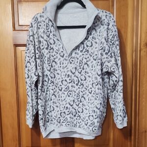 Aerie Gray Leopard Print Pullover